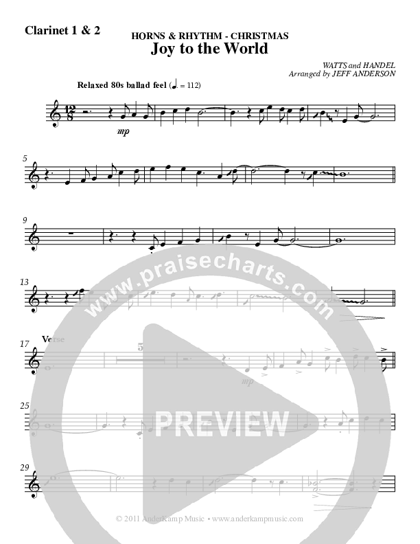 Joy To The World Clarinet 1/2 (AnderKamp Music)