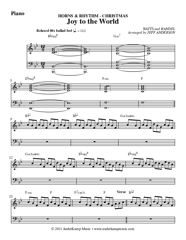 Joy To The World Piano Sheet (AnderKamp Music)