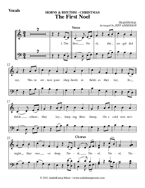 The First Noel Choir Sheet (AnderKamp Music)