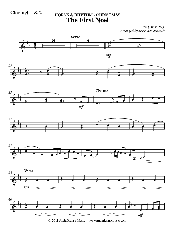 The First Noel Clarinet 1/2 (AnderKamp Music)