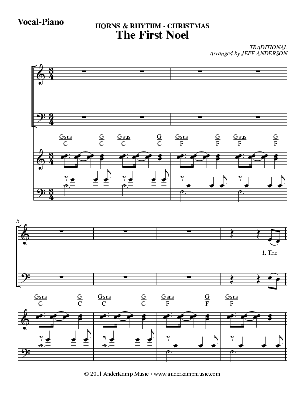 The First Noel Piano/Vocal & Lead (AnderKamp Music)