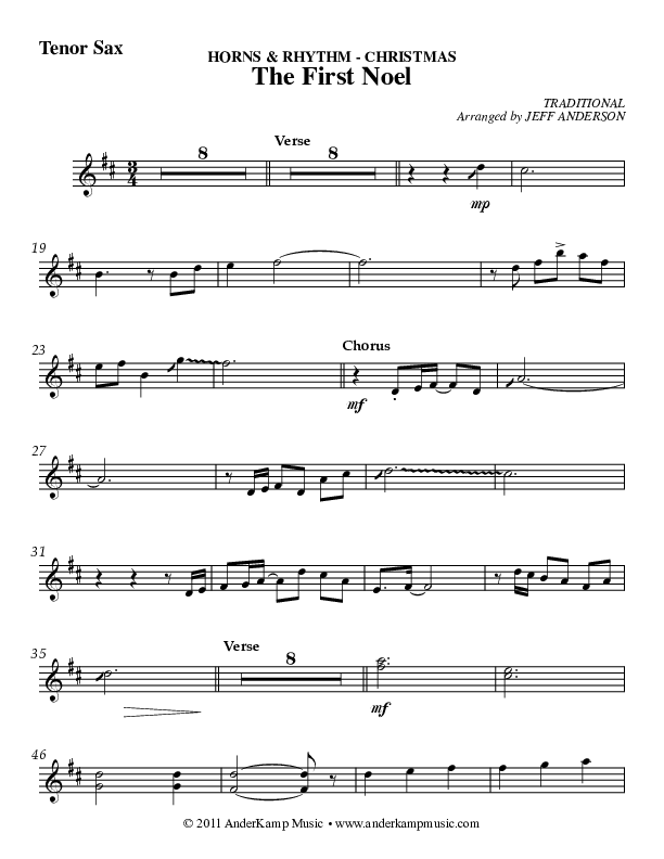 The First Noel Tenor Sax 2 (AnderKamp Music)