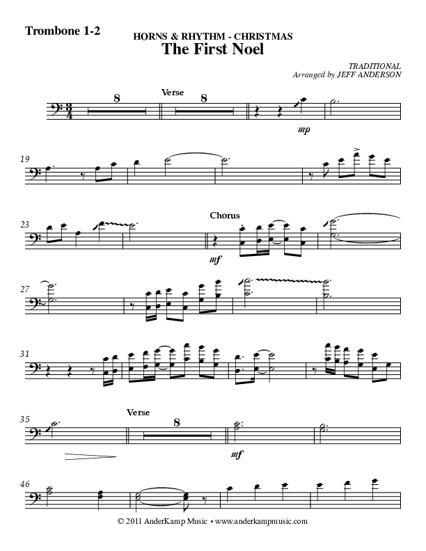 The First Noel Trombone 1/2 (AnderKamp Music)