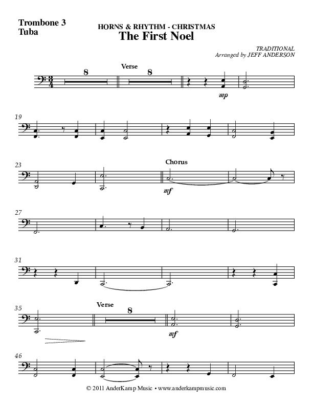 The First Noel Trombone 3/Tuba (AnderKamp Music)
