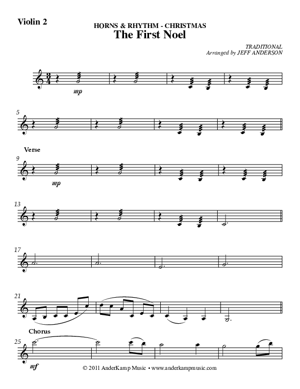 The First Noel Violin 2 (AnderKamp Music)