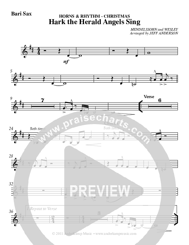 Hark The Herald Angels Sing Bari Sax (AnderKamp Music)