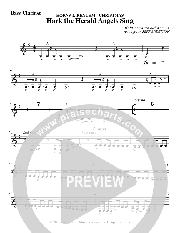Hark The Herald Angels Sing Bass Clarinet (AnderKamp Music)