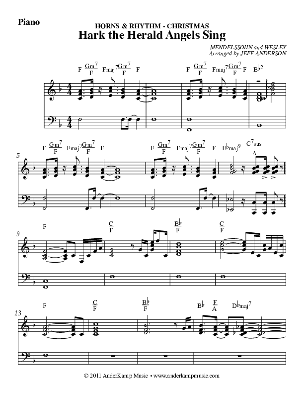 Hark The Herald Angels Sing Piano Sheet (AnderKamp Music)