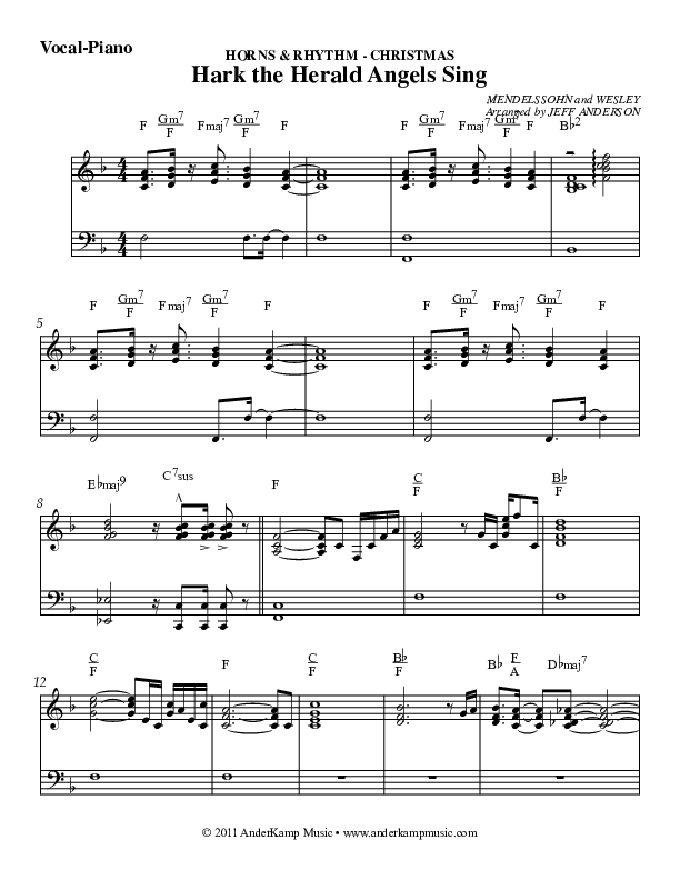 Hark The Herald Angels Sing Piano/Vocal (AnderKamp Music)