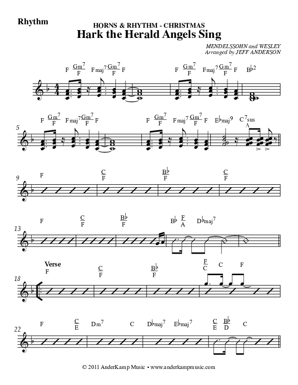 Hark The Herald Angels Sing Rhythm Chart (AnderKamp Music)