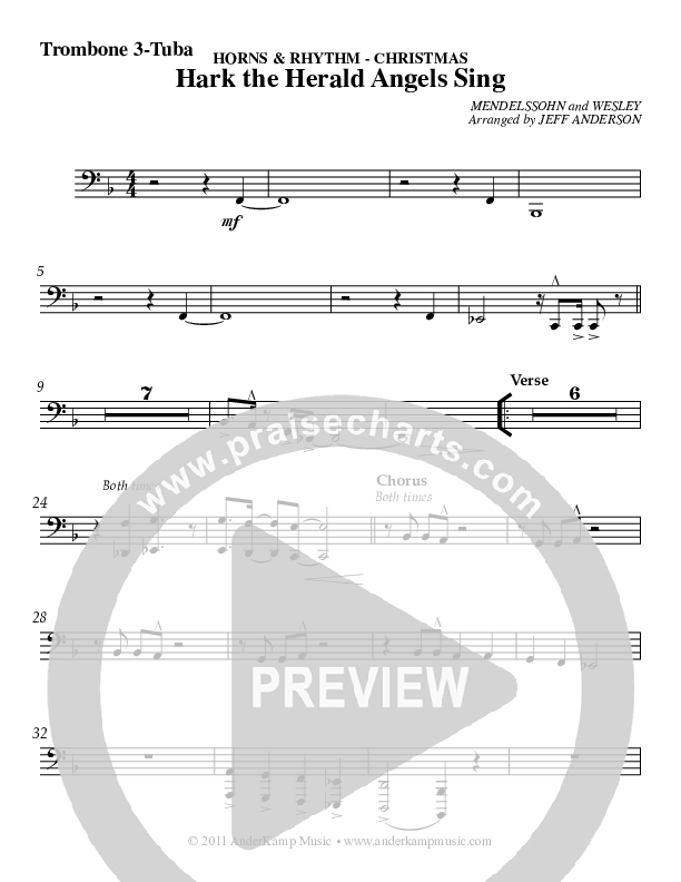 Hark The Herald Angels Sing Trombone 3/Tuba (AnderKamp Music)