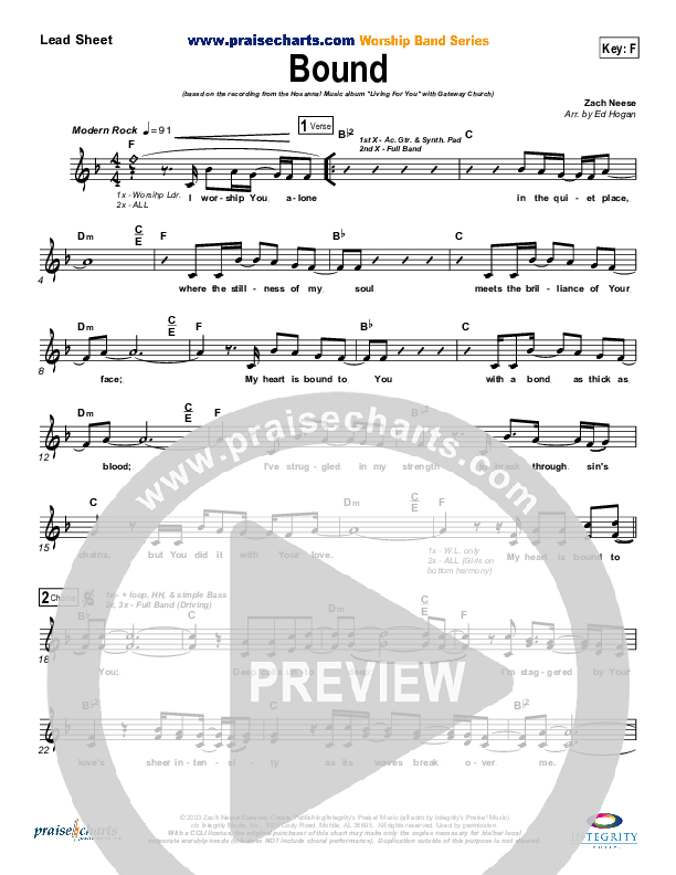 Bound Lead Sheet (Gateway Worship)