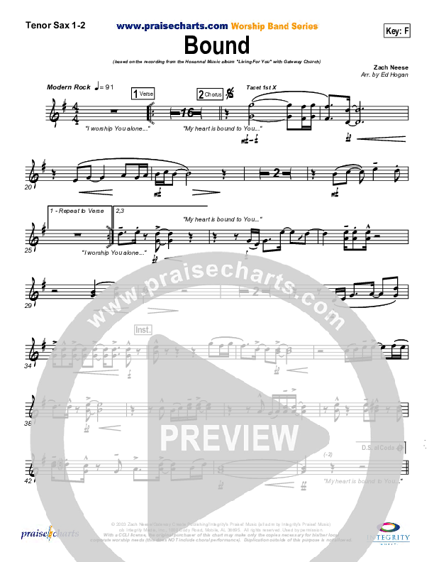 Bound Tenor Sax 1/2 (Gateway Worship)