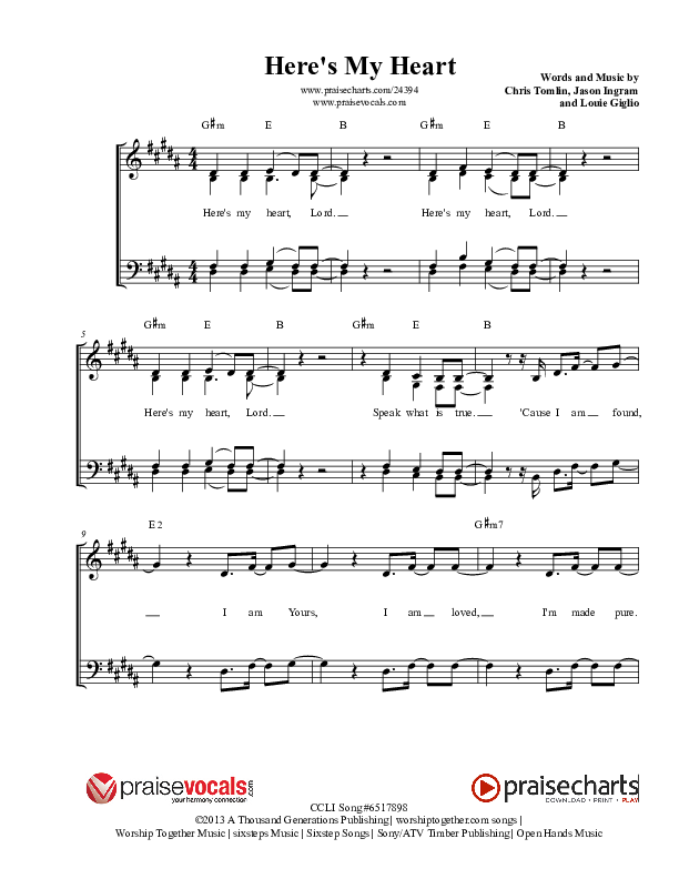 Here's My Heart Lead Sheet (PraiseVocals)