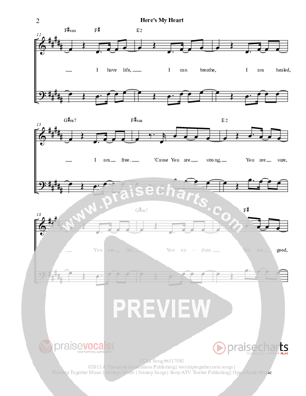 Here's My Heart Lead Sheet (PraiseVocals)