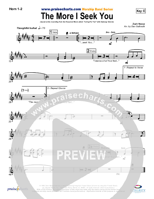 The More I Seek You Brass Pack (Gateway Worship / Kari Jobe)