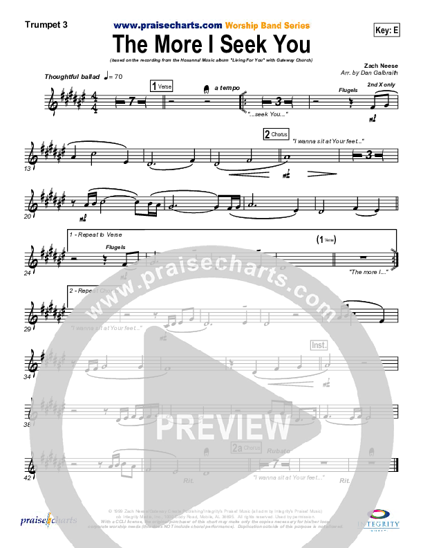 The More I Seek You Brass Pack (Gateway Worship / Kari Jobe)