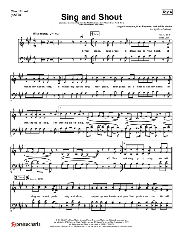 Sing And Shout Choir Sheet (SATB) (Matt Redman)
