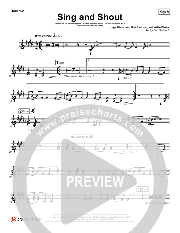 Sing And Shout French Horn 1/2 (Matt Redman)