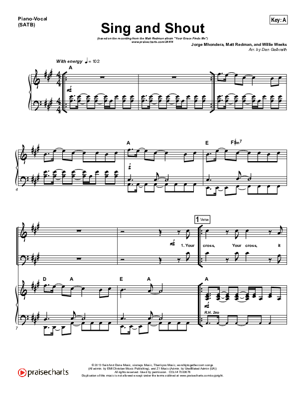 Sing And Shout Piano/Vocal & Lead (Matt Redman)