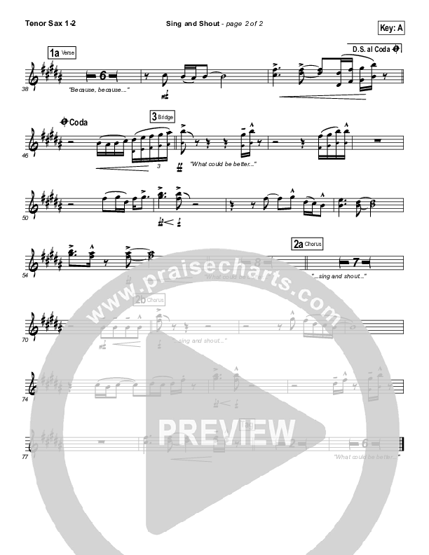 Sing And Shout Tenor Sax 1/2 (Matt Redman)