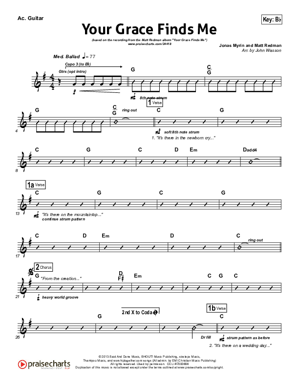 Your Grace Finds Me Acoustic Guitar (Matt Redman)