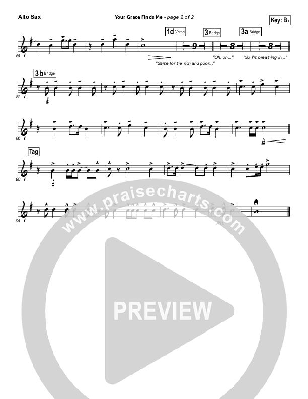 Your Grace Finds Me Alto Sax (Matt Redman)