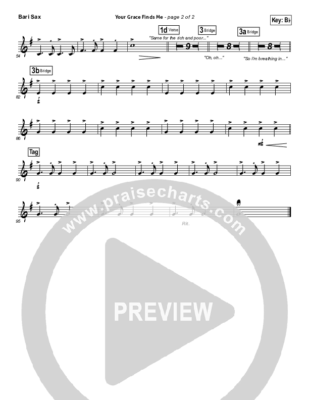 Your Grace Finds Me Bari Sax (Matt Redman)