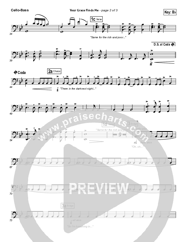 Your Grace Finds Me Cello/Bass (Matt Redman)