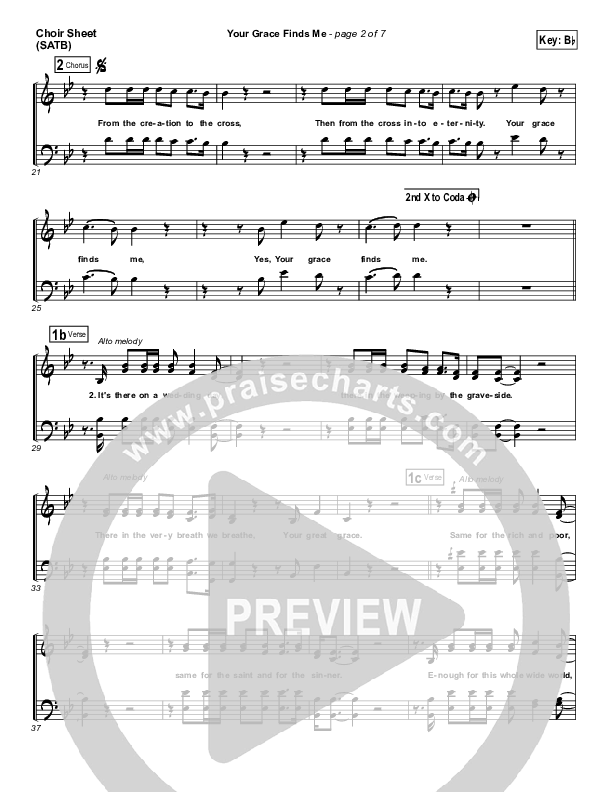 Your Grace Finds Me Choir Sheet (SATB) (Matt Redman)