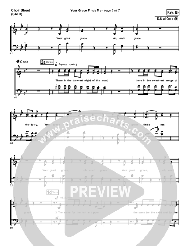 Your Grace Finds Me Choir Sheet (SATB) (Matt Redman)