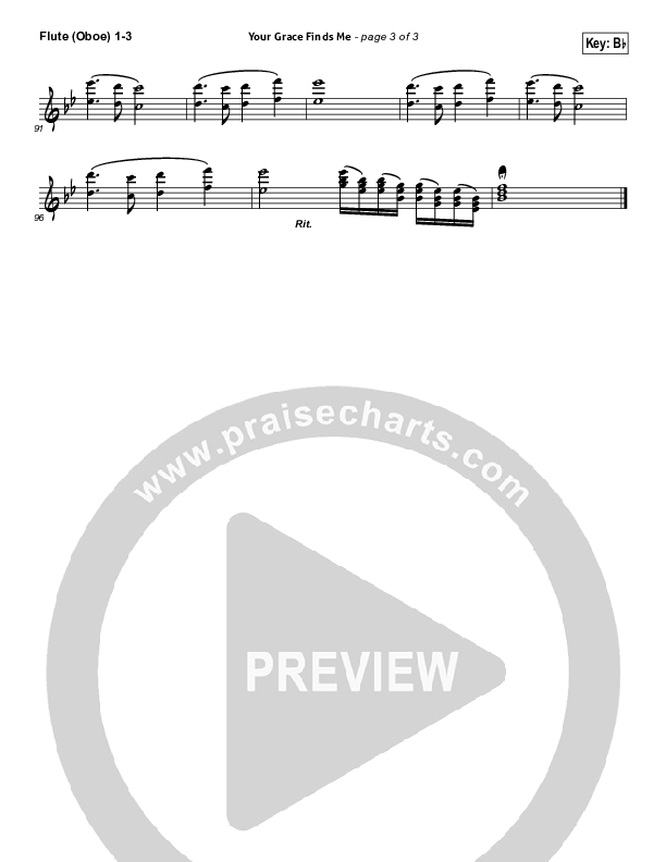 Your Grace Finds Me Flute/Oboe 1/2/3 (Matt Redman)