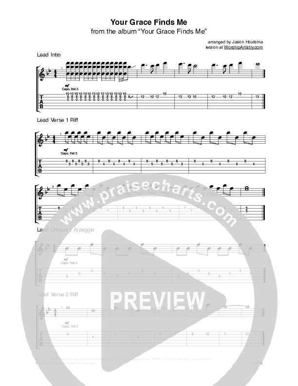 Your Grace Finds Me Guitar Tab (Matt Redman)