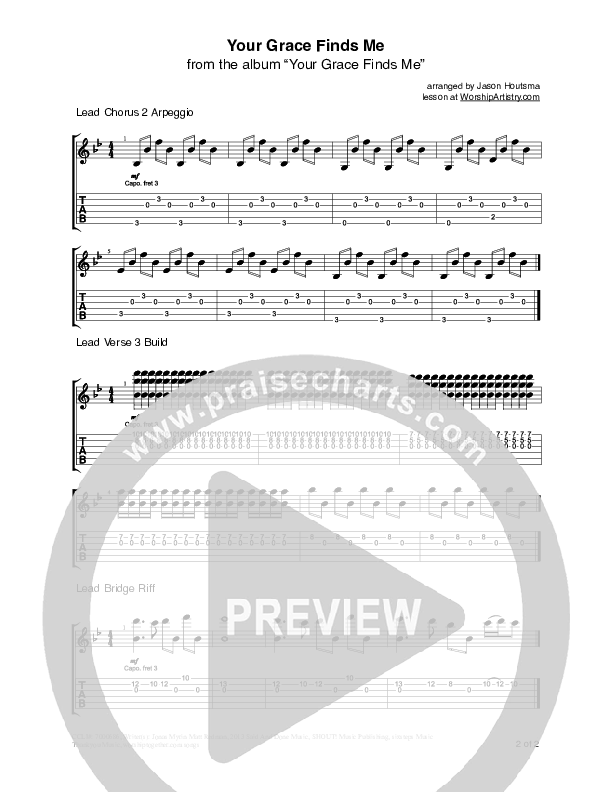 Your Grace Finds Me Guitar Tab (Matt Redman)