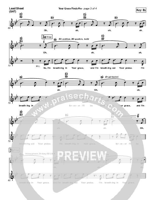 Your Grace Finds Me Lead Sheet (SAT) (Matt Redman)