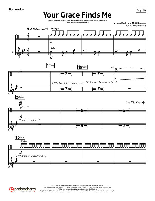 Your Grace Finds Me Percussion (Matt Redman)