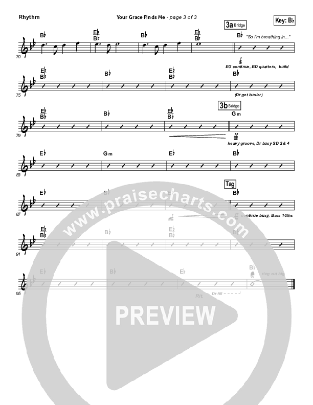 Your Grace Finds Me Rhythm Chart (Matt Redman)