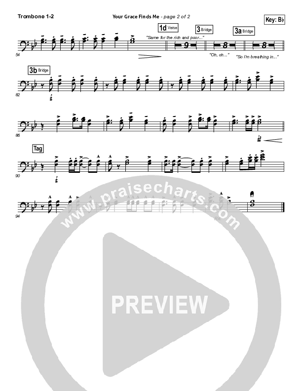 Your Grace Finds Me Trombone 1/2 (Matt Redman)