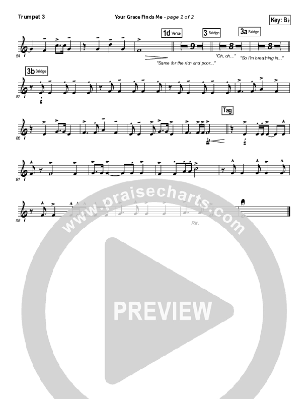 Your Grace Finds Me Trumpet 3 (Matt Redman)