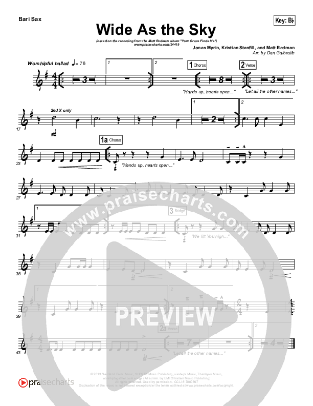 Wide As The Sky Bari Sax (Matt Redman)