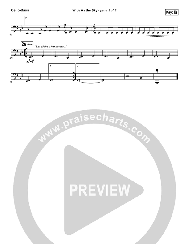 Wide As The Sky Cello/Bass (Matt Redman)