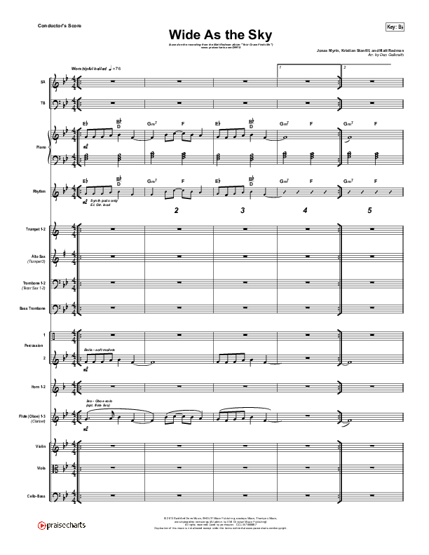 Wide As The Sky Conductor's Score (Matt Redman)