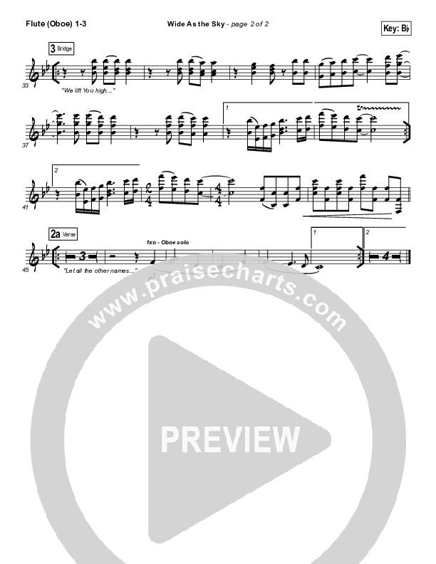 Wide As The Sky Flute/Oboe 1/2/3 (Matt Redman)