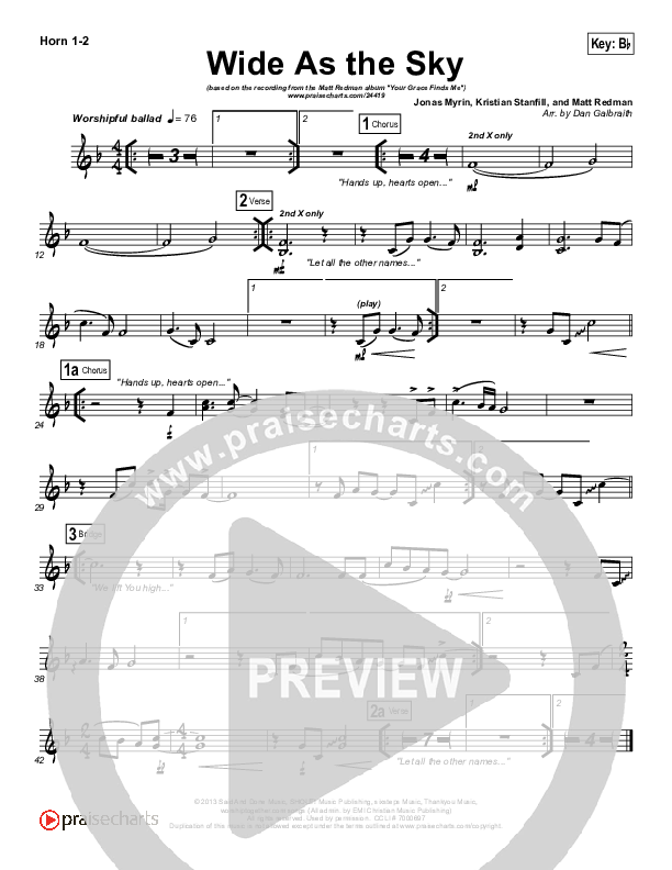 Wide As The Sky Brass Pack (Matt Redman)