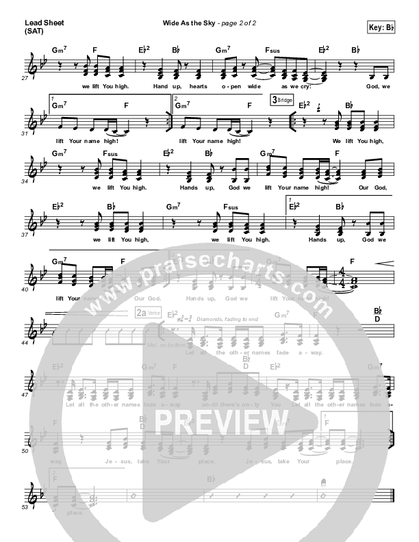 Wide As The Sky Lead Sheet (SAT) (Matt Redman)