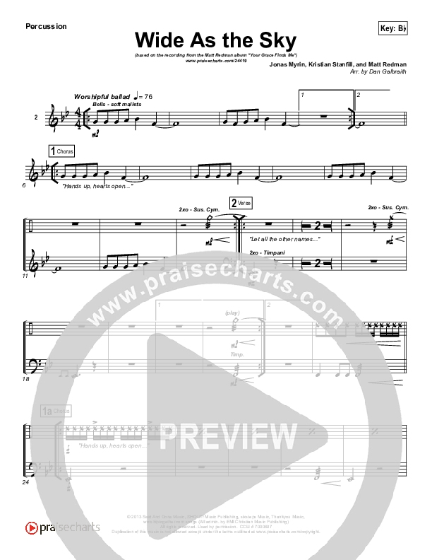 Wide As The Sky Percussion (Matt Redman)