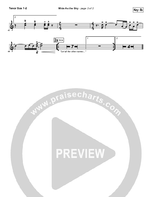 Wide As The Sky Tenor Sax 1/2 (Matt Redman)