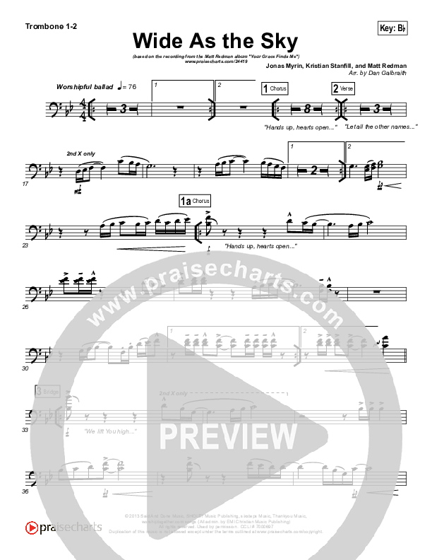 Wide As The Sky Trombone 1/2 (Matt Redman)
