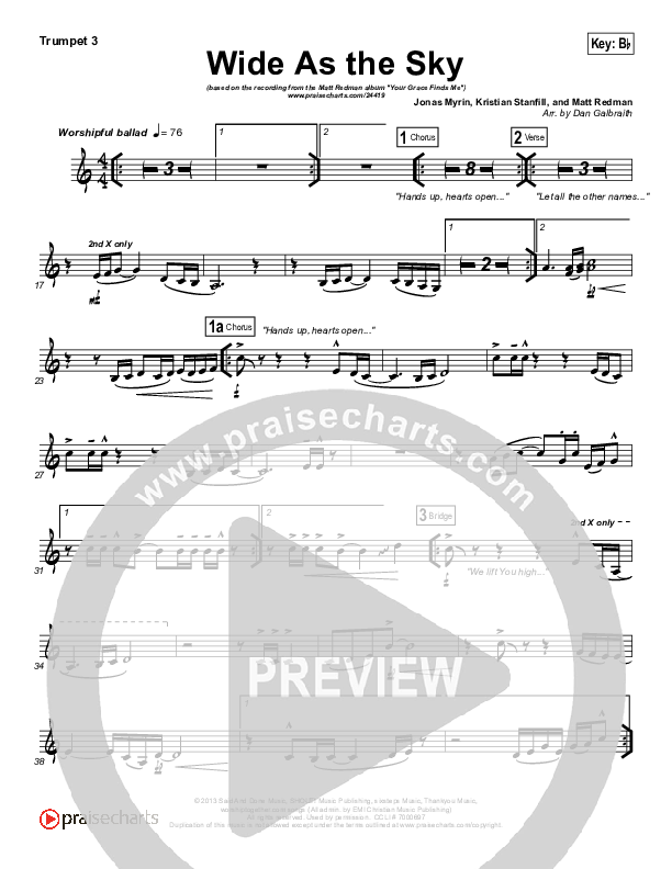 Wide As The Sky Trumpet 3 (Matt Redman)