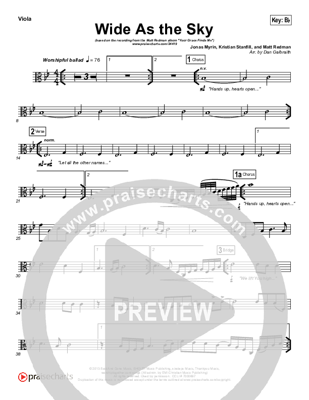 Wide As The Sky Viola (Matt Redman)